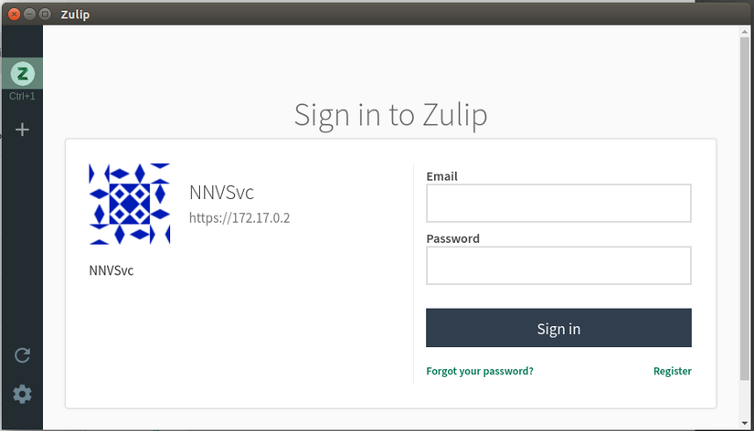 Zulip Login UI