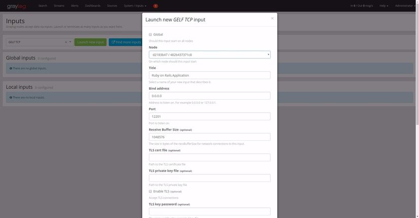 GrayLog Launch new input